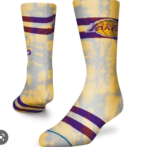 NWT Men's Los Angeles Lakers Tie Dye Stance Crew Socks - Picture 7 of 15